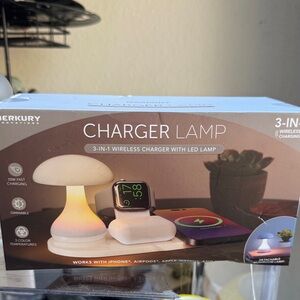 Merkury 3-in-1 Wireless Charger Lamp - White